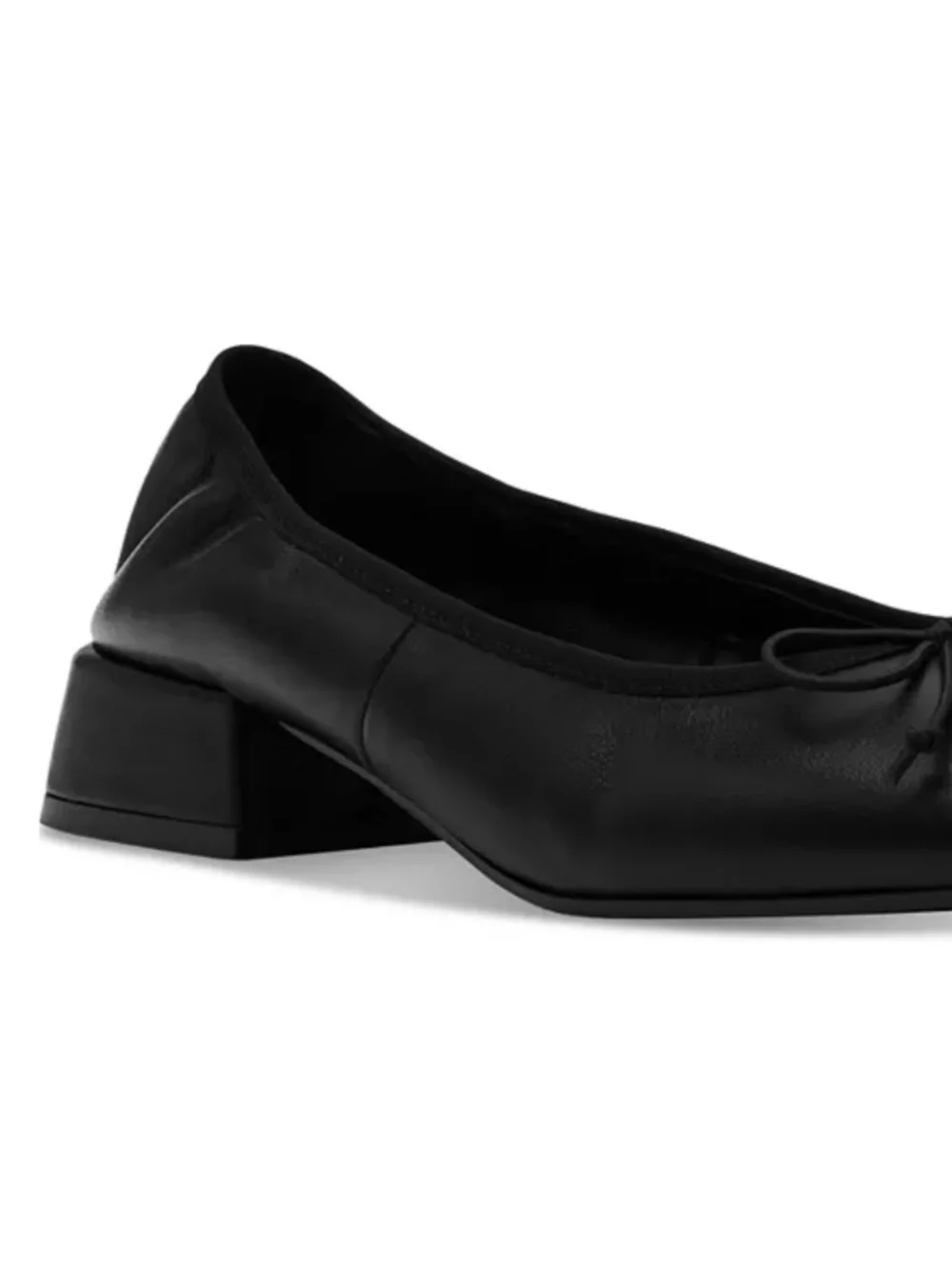 Steve Madden Women's Priscilla Block-Heel Bow Flats - Black Leather - Picture 5 of 5